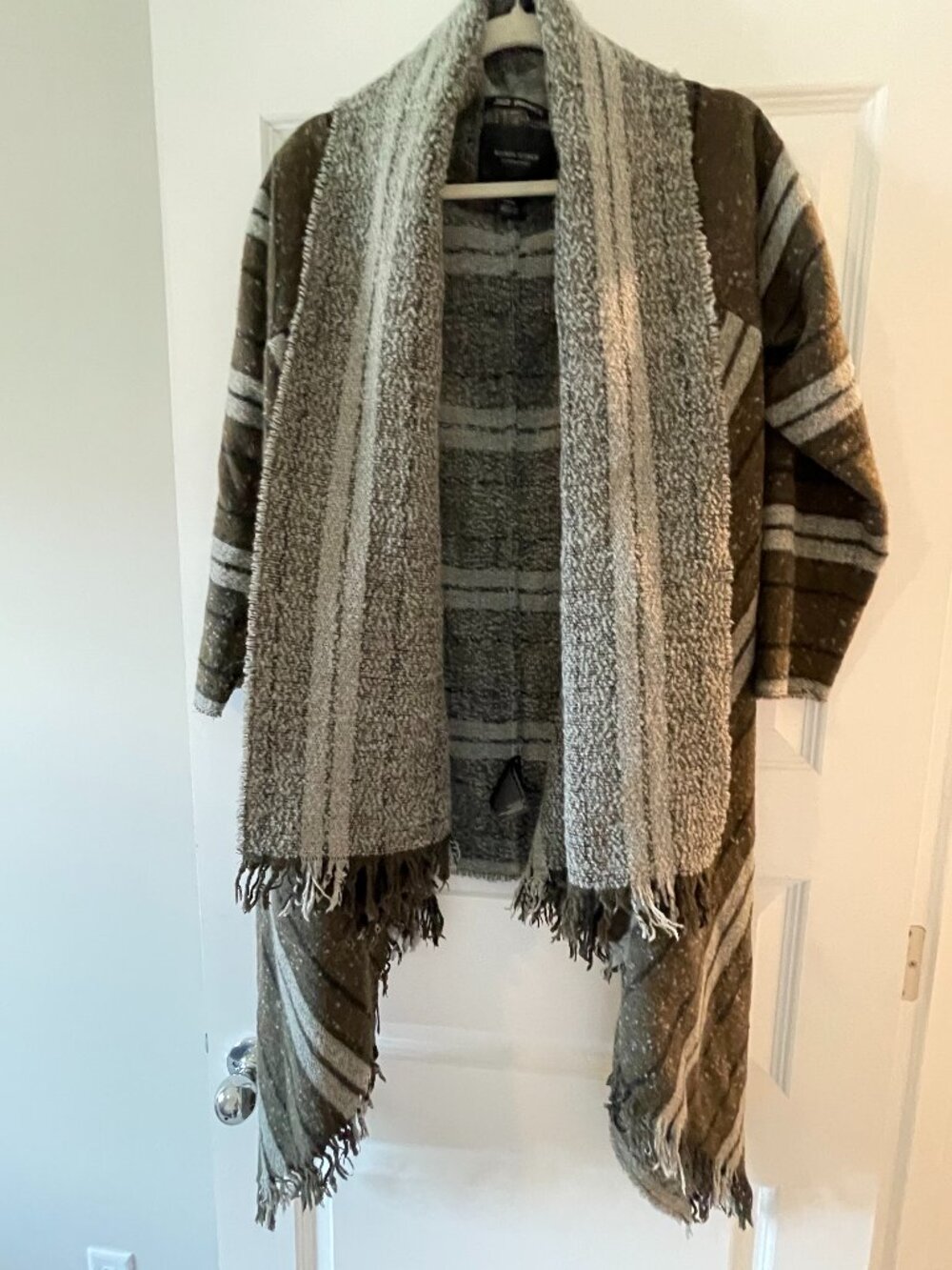 Maison Scotch Amsterdam Jolie Vagabonde Wool Fringe Blanket Duster Cardigan